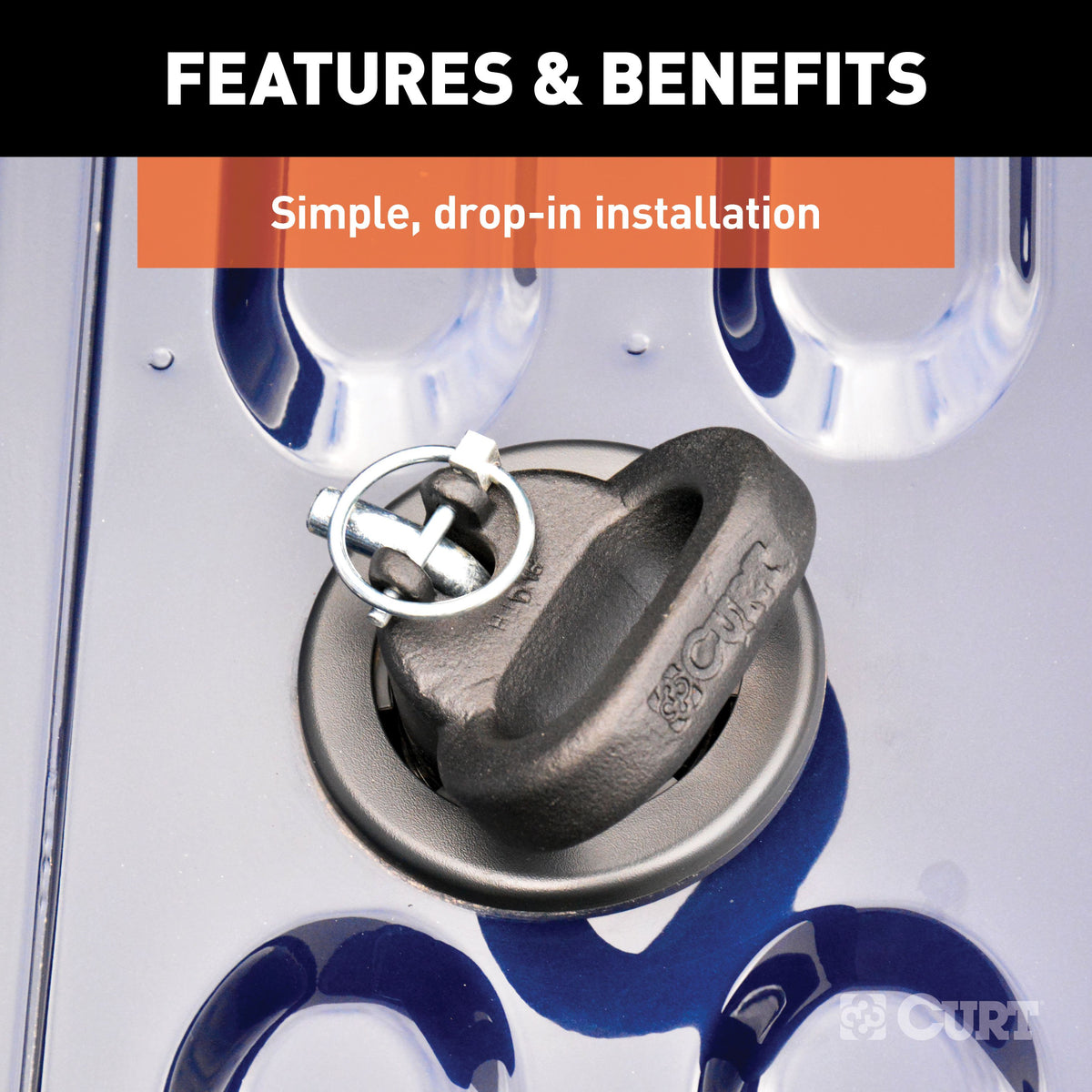 CURT 60617 OEM Puck System Gooseneck Safety Chain Anchors, 30K, Select Ram 2500, 3500