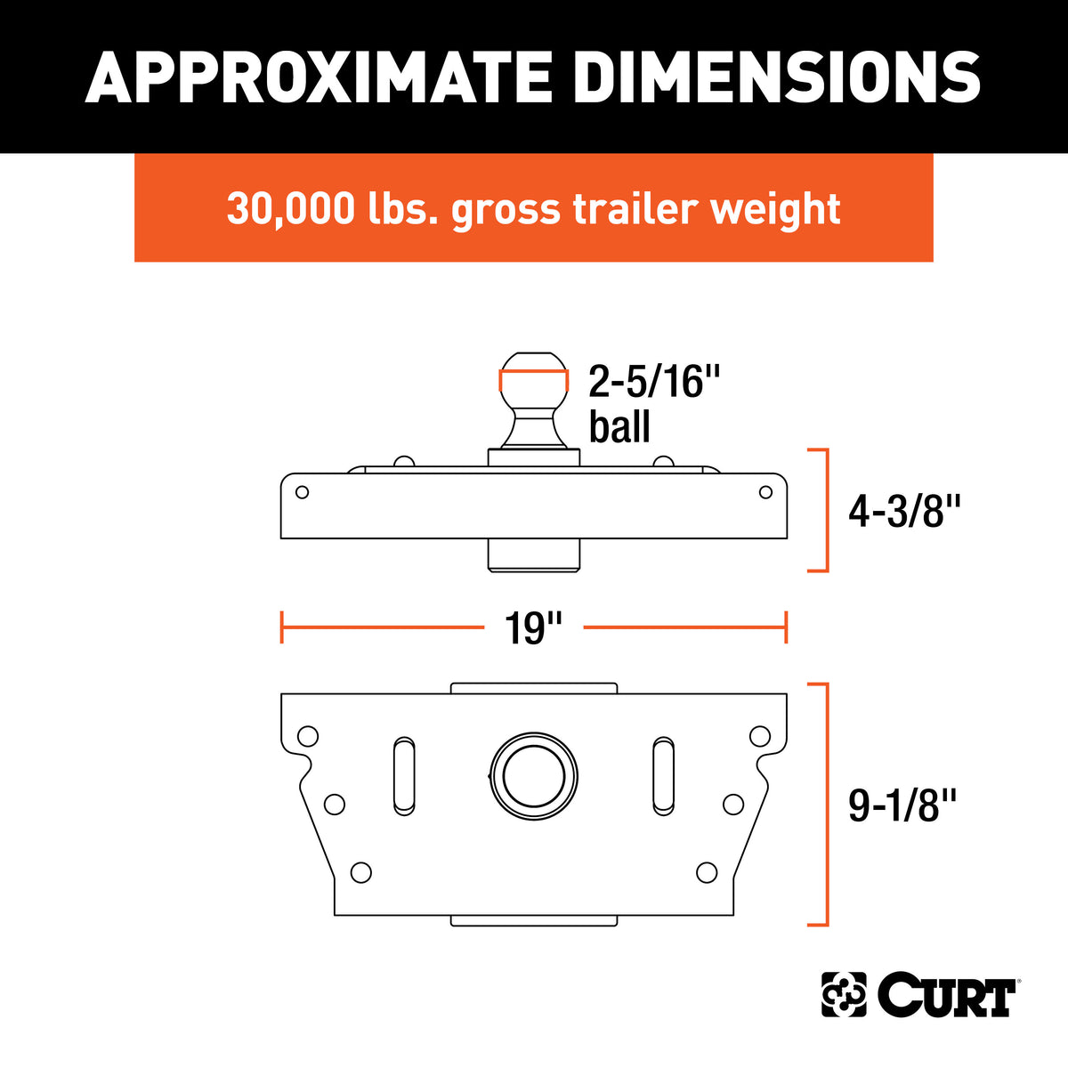 CURT 60626 Factory Original Equipment Style Gooseneck Hitch, 30,000 lbs. 2-5/16-Inch Ball, Fits Select Ram 3500