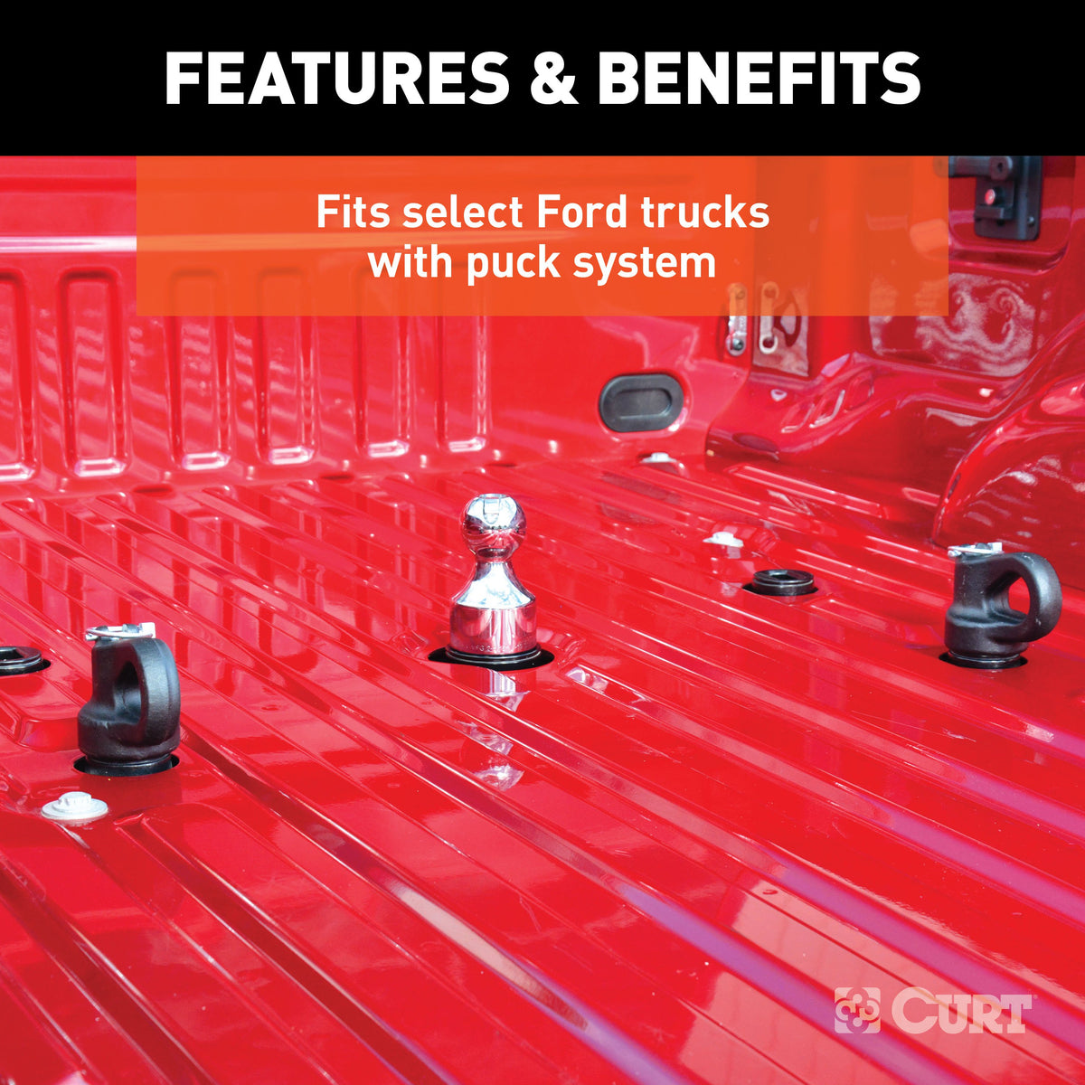 CURT 60639 Puck System Gooseneck Hitch Kit, Fits Select Chevy, Ford, GMC, Nissan Trucks, 38,000 lbs. GTW, 2-5/16-Inch Ball, Pucks Required