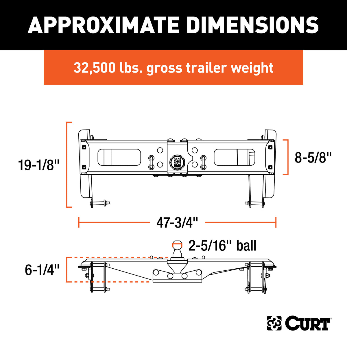 CURT 60642 Factory Original Equipment Style Gooseneck Hitch, 38,000 lbs. 2-5/16-In Ball, Fits Select Chevy Silverado, GMC Sierra 2500, 3500 HD