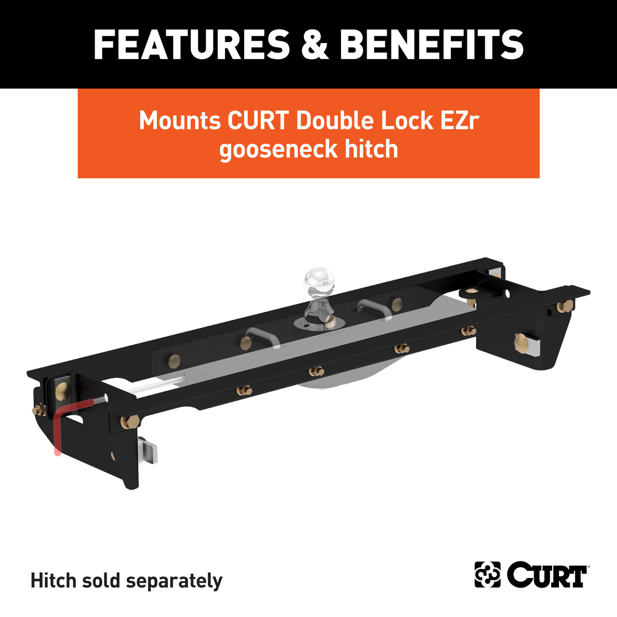 CURT 60645 Double Lock EZr Gooseneck Installation Brackets, Fits Select Ford F-250, F-350 Super Duty