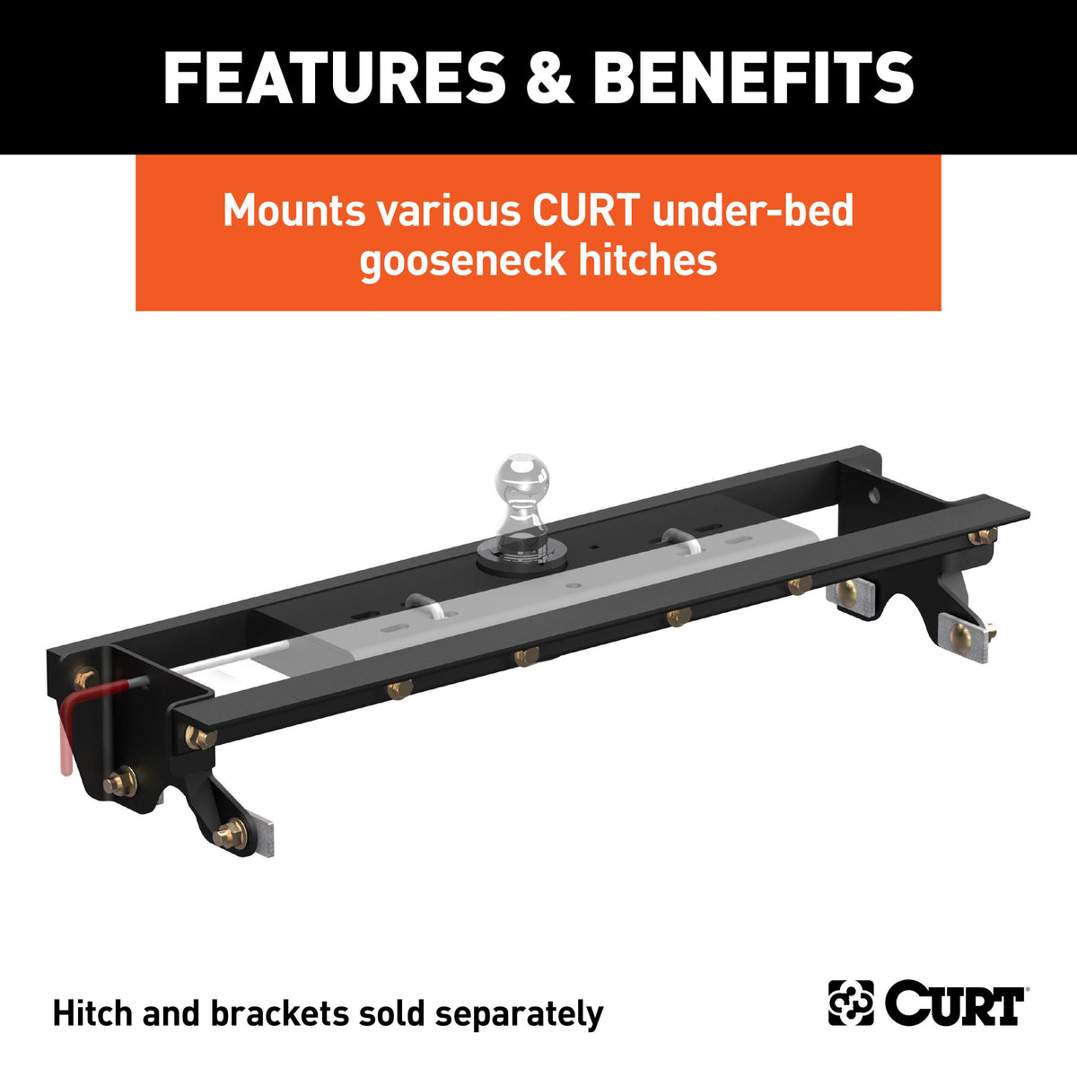 CURT 60649 Double Lock Gooseneck Installation Brackets, Fits Select Ford F-150