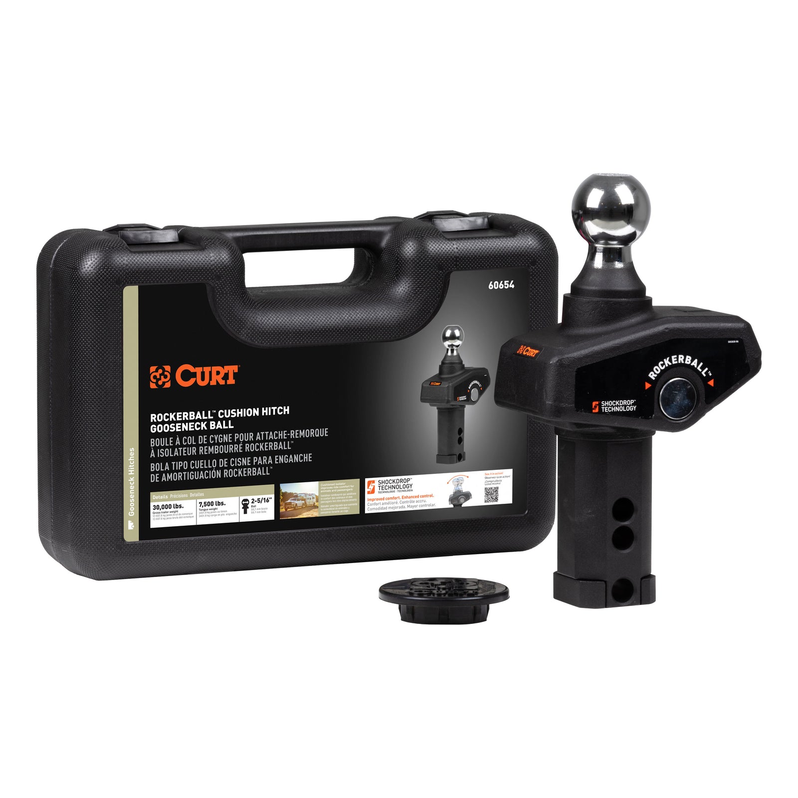 CURT 60654 RockerBall 2-5/16-Inch Cushion Hitch Gooseneck Ball, 30,000 lbs