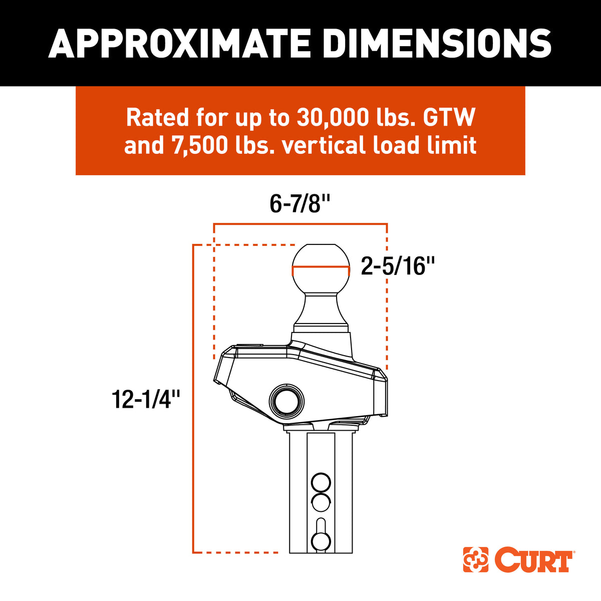 CURT 60654 RockerBall 2-5/16-Inch Cushion Hitch Gooseneck Ball, 30,000 lbs