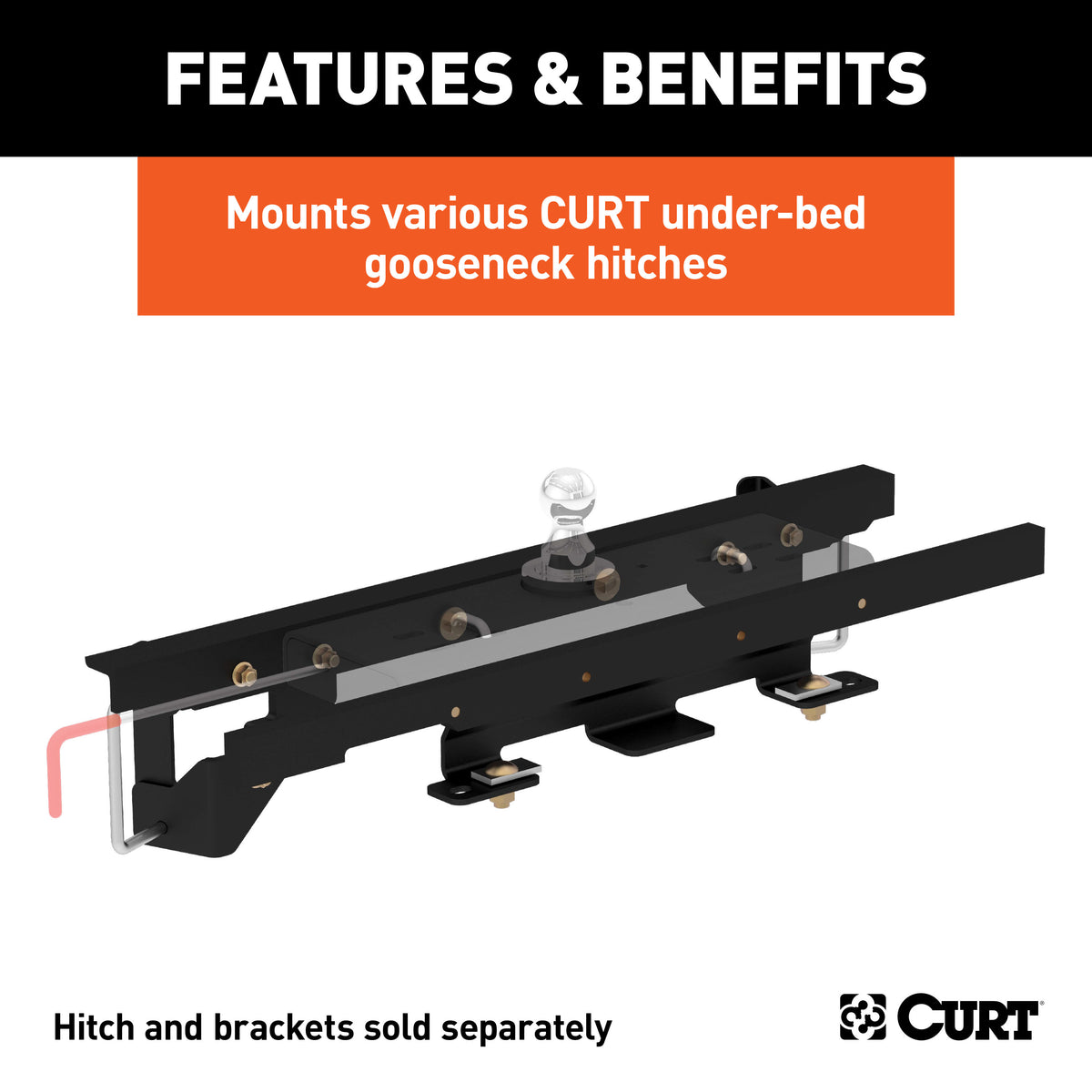 CURT 60658 Double Lock Gooseneck Installation Brackets, Fits Select Ram 1500 with Air Suspension