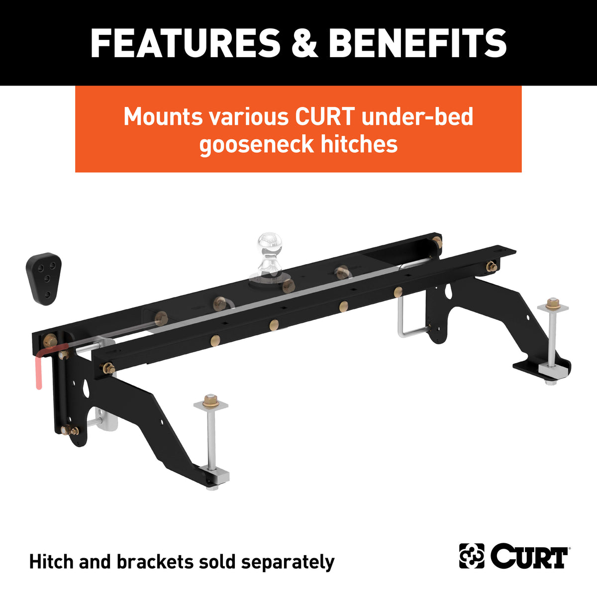 CURT 60659 Under-Bed Gooseneck Installation Brackets, Fits Select Dodge Ram 1500