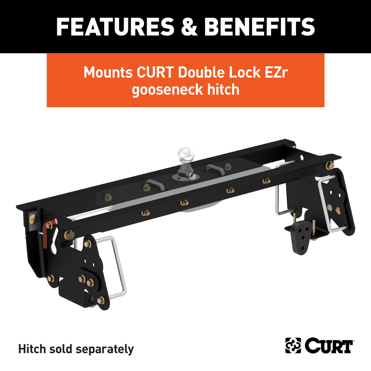 CURT 60660 Double Lock EZr Gooseneck Installation Brackets, Fits Select Dodge, Ram 2500, 3500