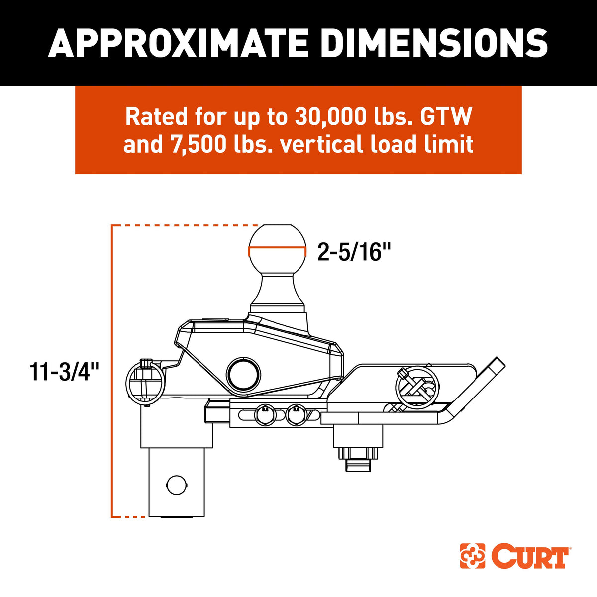 CURT 60668 RockerBall Multi-Fit OEM Puck System Gooseneck Ball with 4" Offset, Fits Select Chevrolet, Ford, GMC, Nissan, Ram Trucks