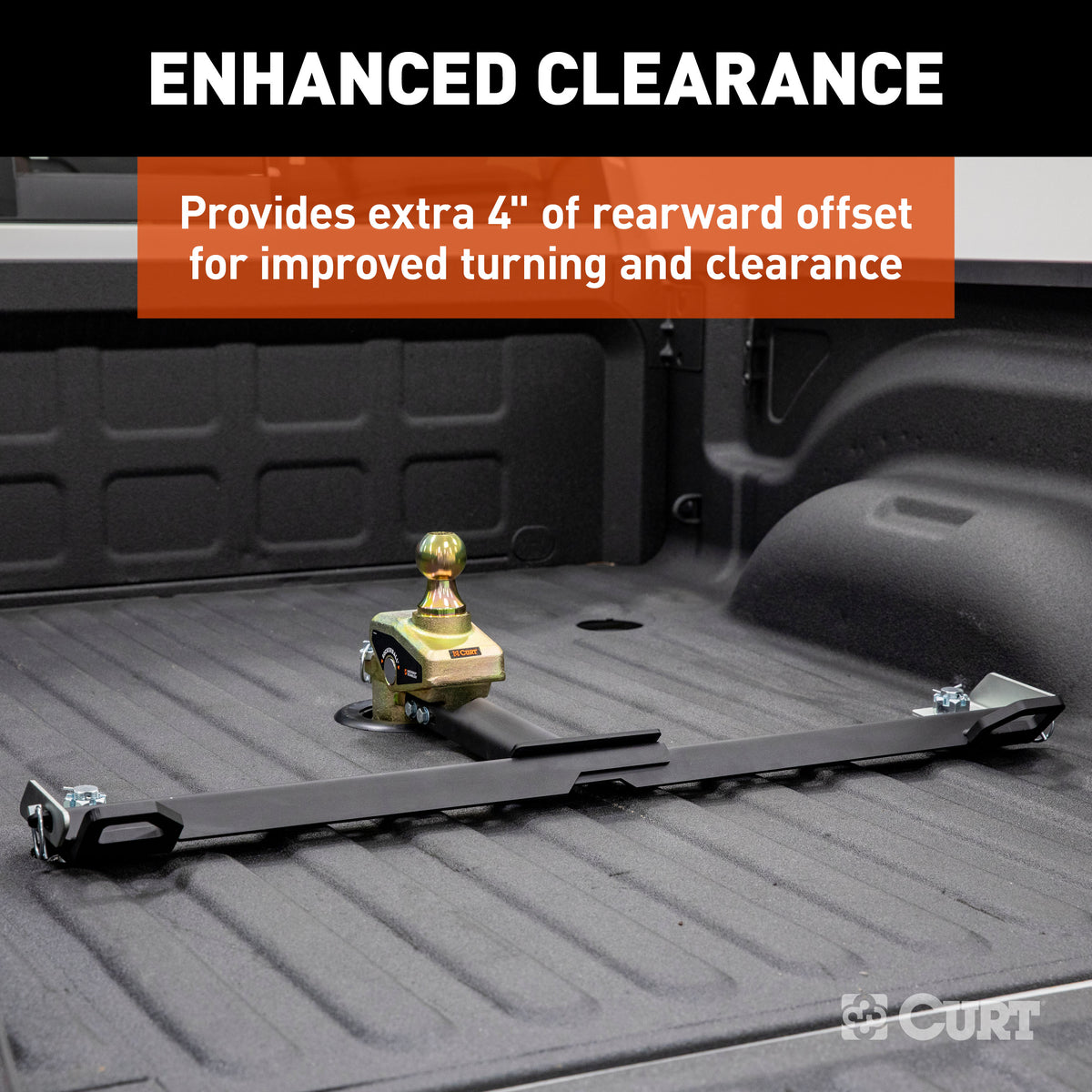 CURT 60668 RockerBall Multi-Fit OEM Puck System Gooseneck Ball with 4" Offset, Fits Select Chevrolet, Ford, GMC, Nissan, Ram Trucks