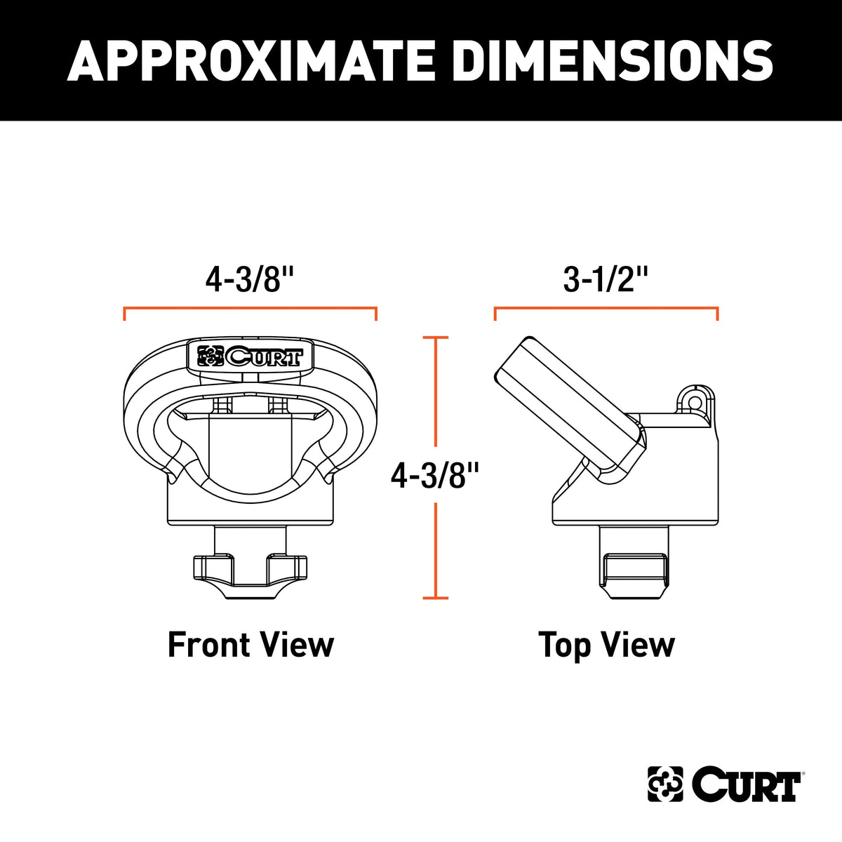 CURT 60698 OEM Puck System Gooseneck Safety Chain Anchors, 38K, Select Ram 2500, 3500