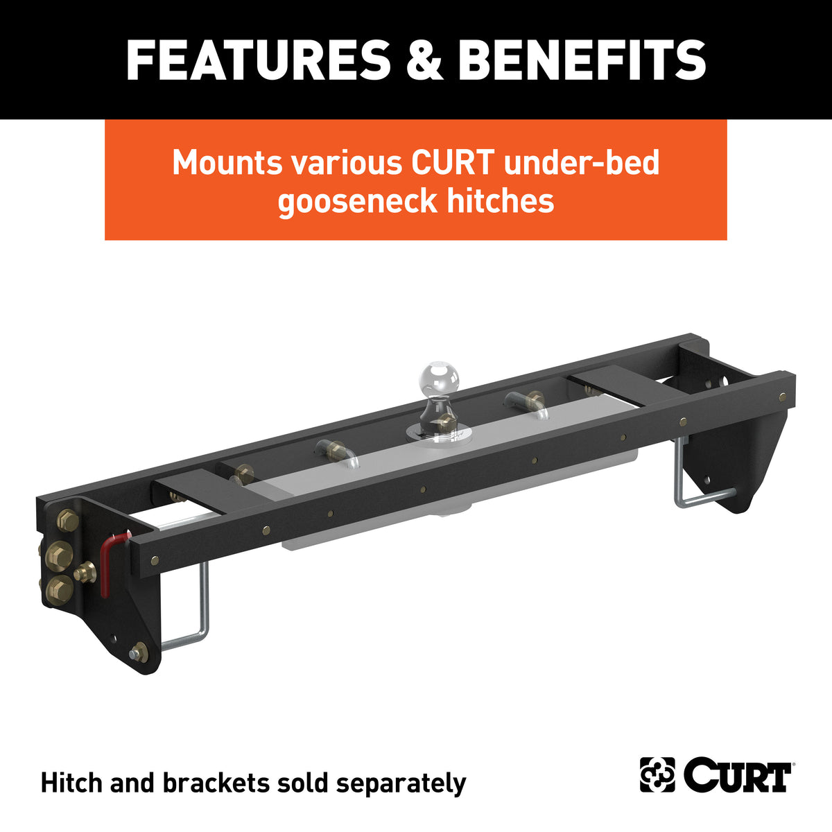 CURT 60701 Double Lock EZr Gooseneck Installation Brackets, Fits Select Chevrolet Silverado, GMC Sierra 2500, 3500 HD