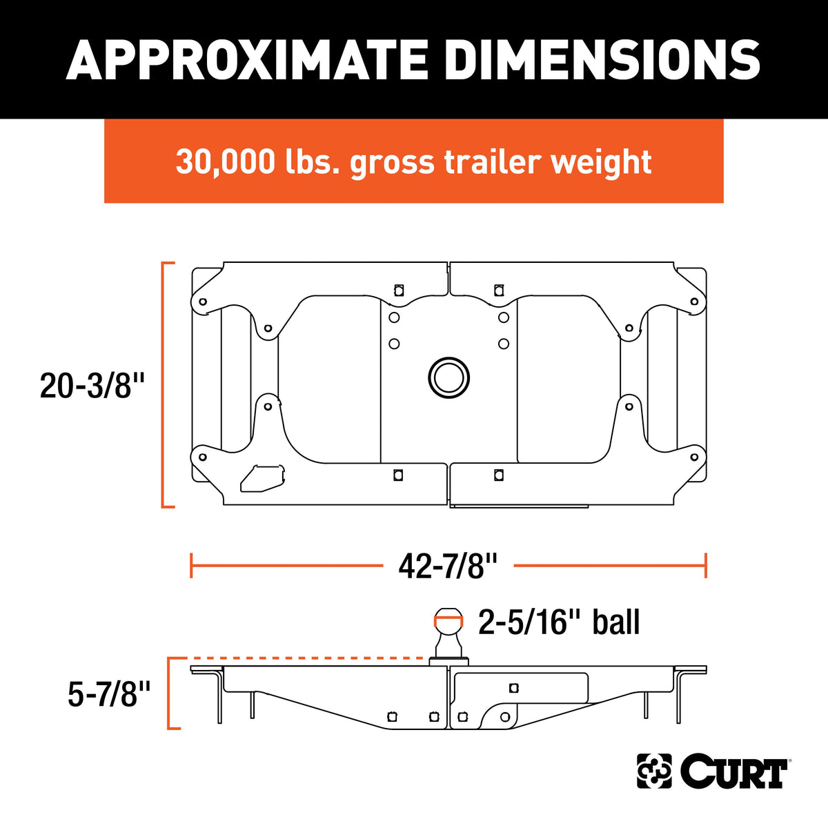 CURT 60702 Factory Original Equipment Style Gooseneck Hitch, 38,000 lbs. 2-5/16-Inch Ball, Fits Select Ford F-250, F-350, F-450 Super Duty