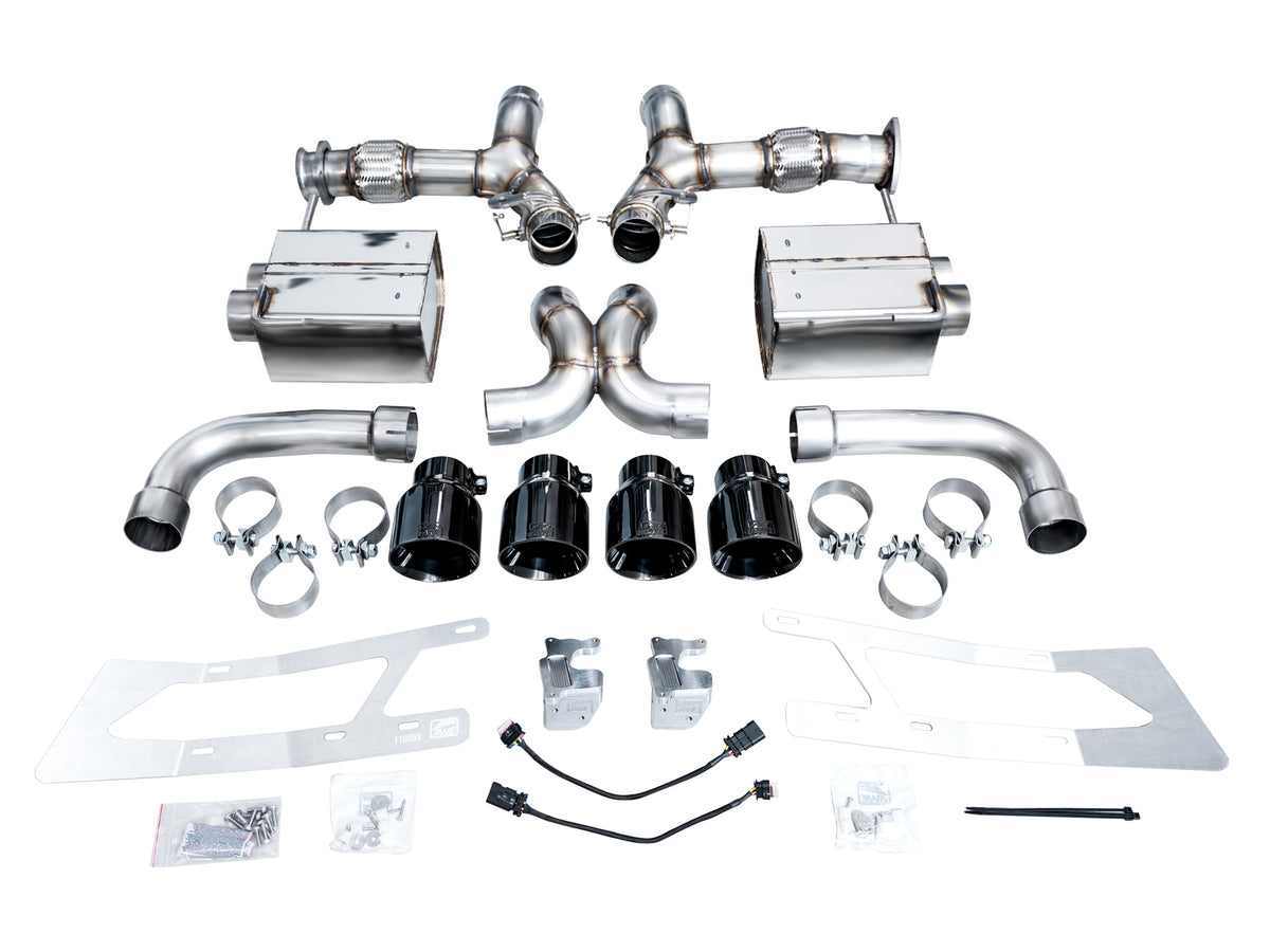 AWE 23+ C8 Corvette Z06 SwitchPath Cat-Back Exhaust - Diamond Black Tips - 3025-43906