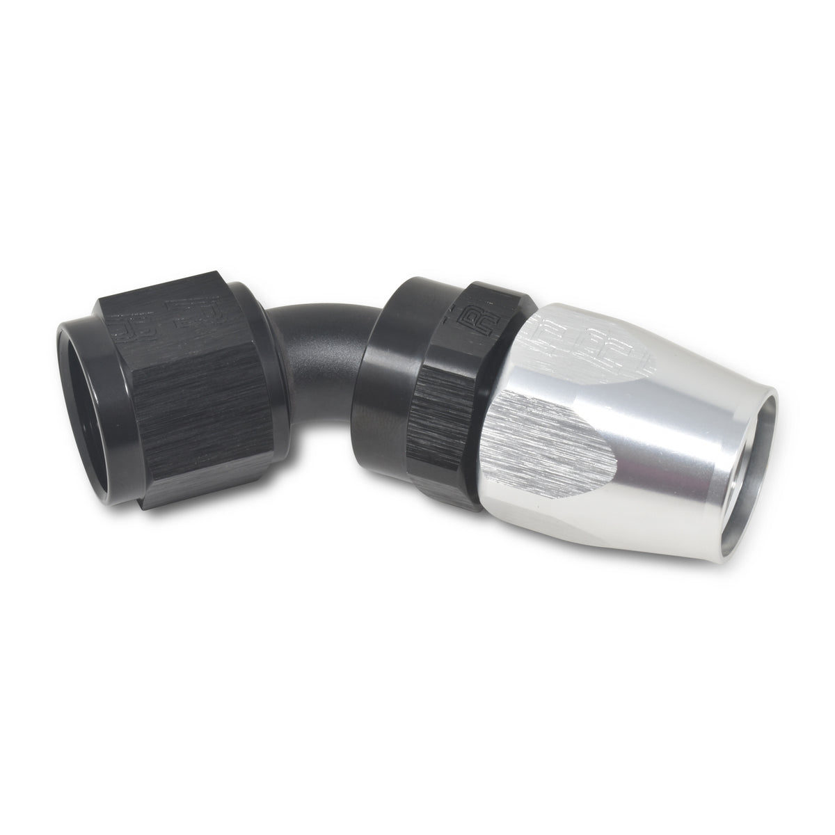 Russell Performance -8 AN Black/Silver 45 Degree Full Flow Hose End - 610103