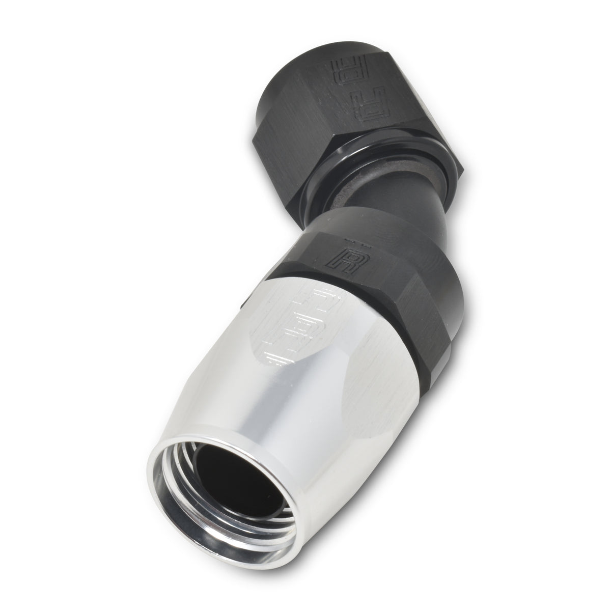 Russell Performance -16 AN Silver/Black 45 Degree Full Flow Hose End - 610133