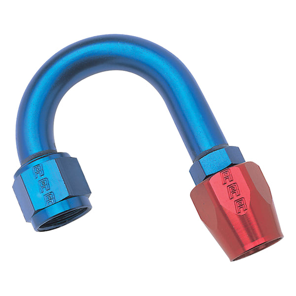Russell Performance -8 AN Red/Blue 180 Degree Full Flow Hose End (1-1/4in Centerline Radius) - 610270 - front view