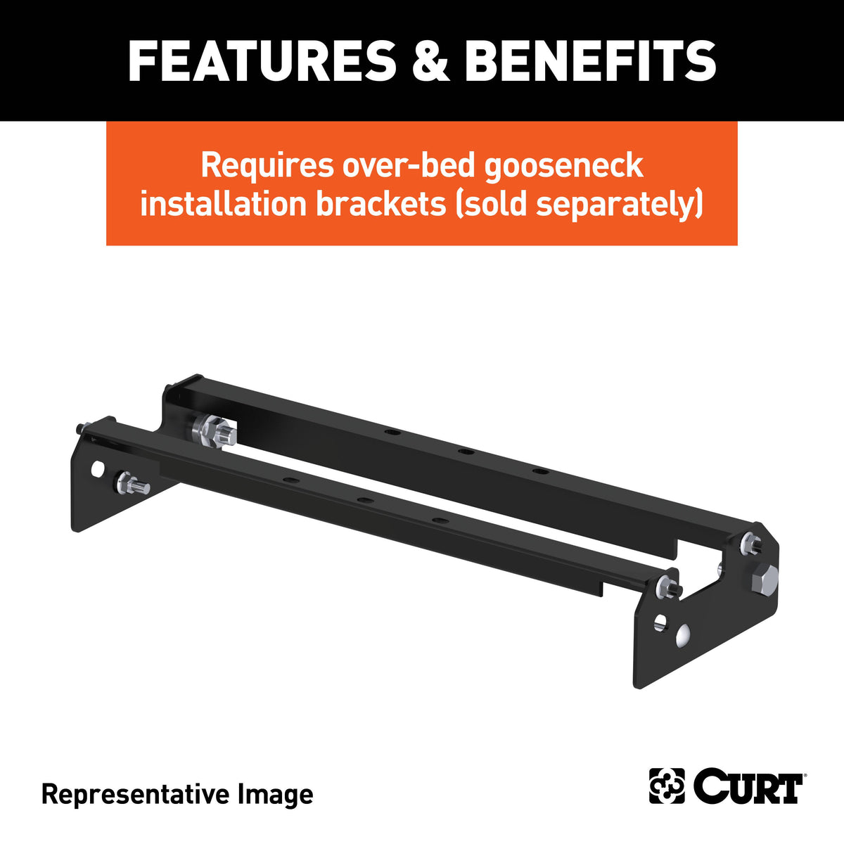 CURT 61052 Over-Bed Folding Ball Gooseneck Hitch, 30,000 lbs, 2-5/16-Inch Ball