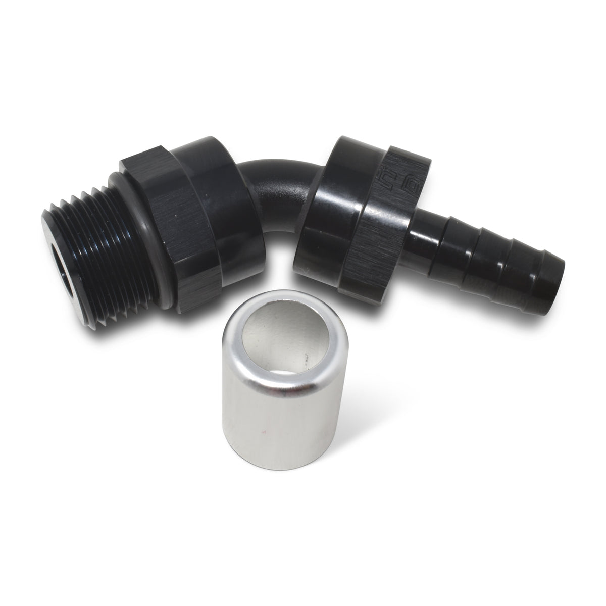 Russell Hose End Crimp On 10 Sae Port Male To -8 Hose 45 Deg Swivel Blk Anodized - 610950