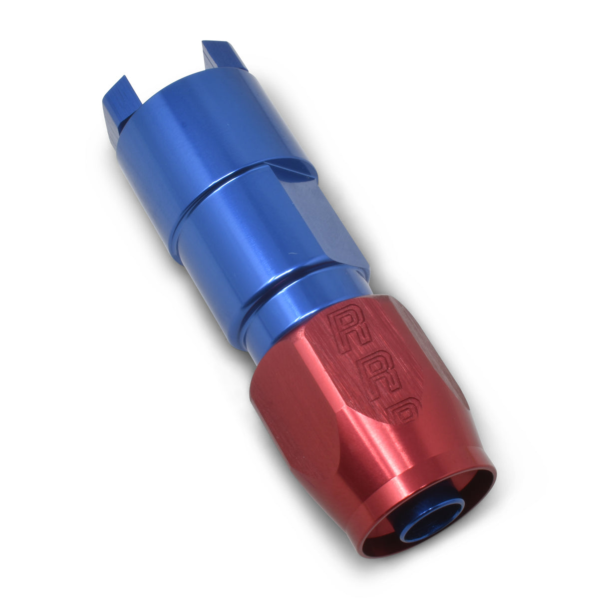 Russell Performance 3/8in SAE Quick Disc Female to -6 Hose Red/Blue Straight Hose End - 611200