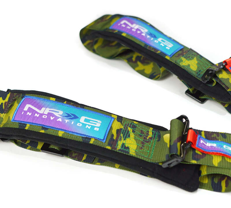 NRG 5PT 3in. Seat Belt Harness / Cam Lock - Red - SBH-B6PCRD - close-up view 2 3 4 5