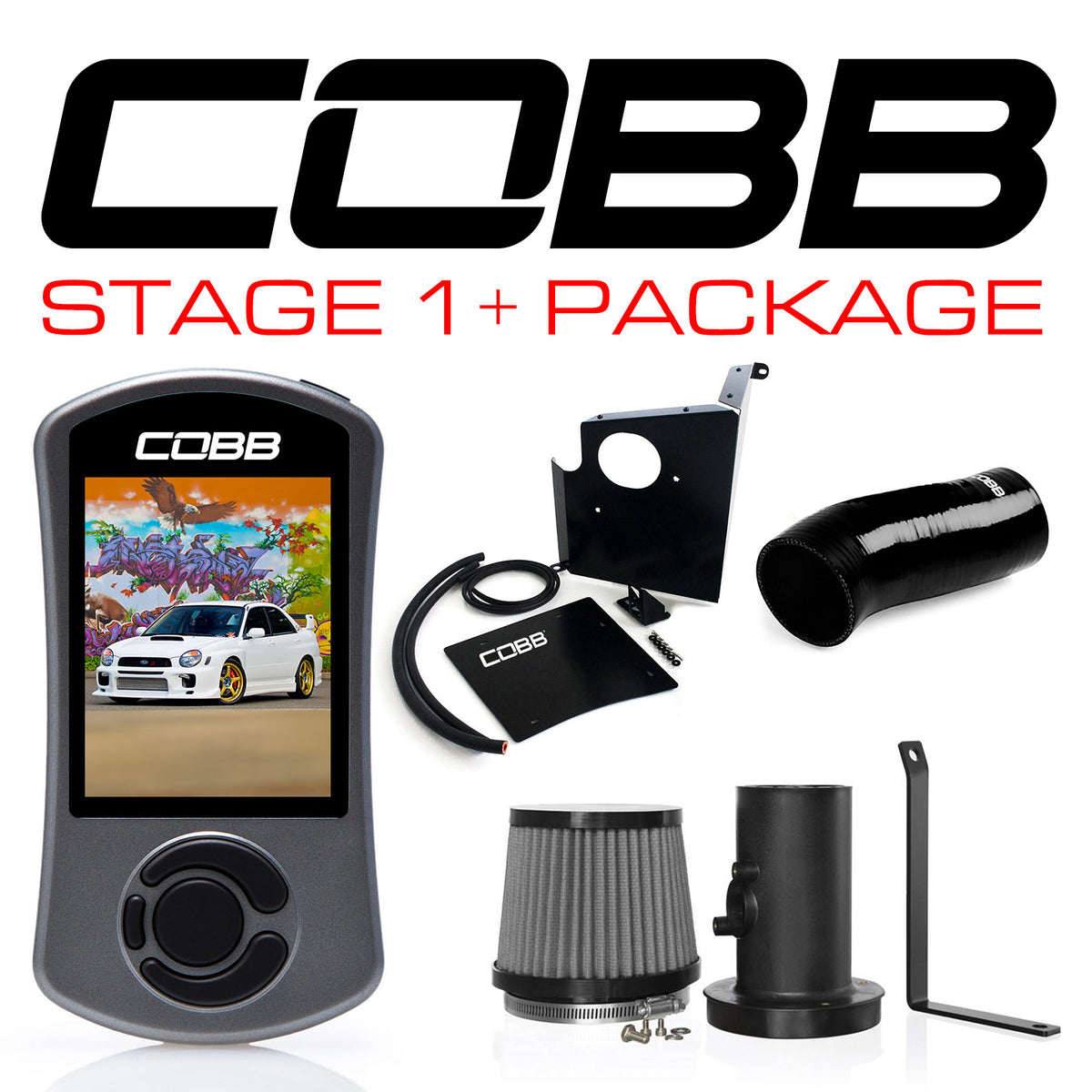 Cobb 02-05 Subaru WRX Stage 1+ Power Package w/ V3 Access Port - 612X01P-BK