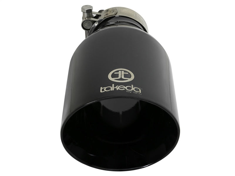 aFe Takeda 409 SS Clamp-On Exhaust Tip 2.5in. Inlet / 4.5in. Outlet / 9in. L - Black - 49T25454-B09