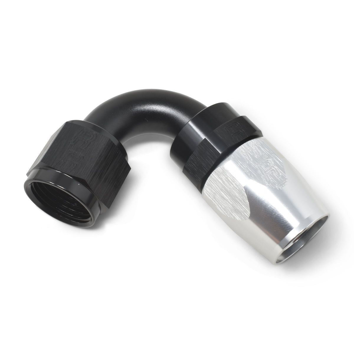 Russell Performance -8 AN Black/Silver 120 Degree Tight Radius Full Flow Swivel Hose End - 613413