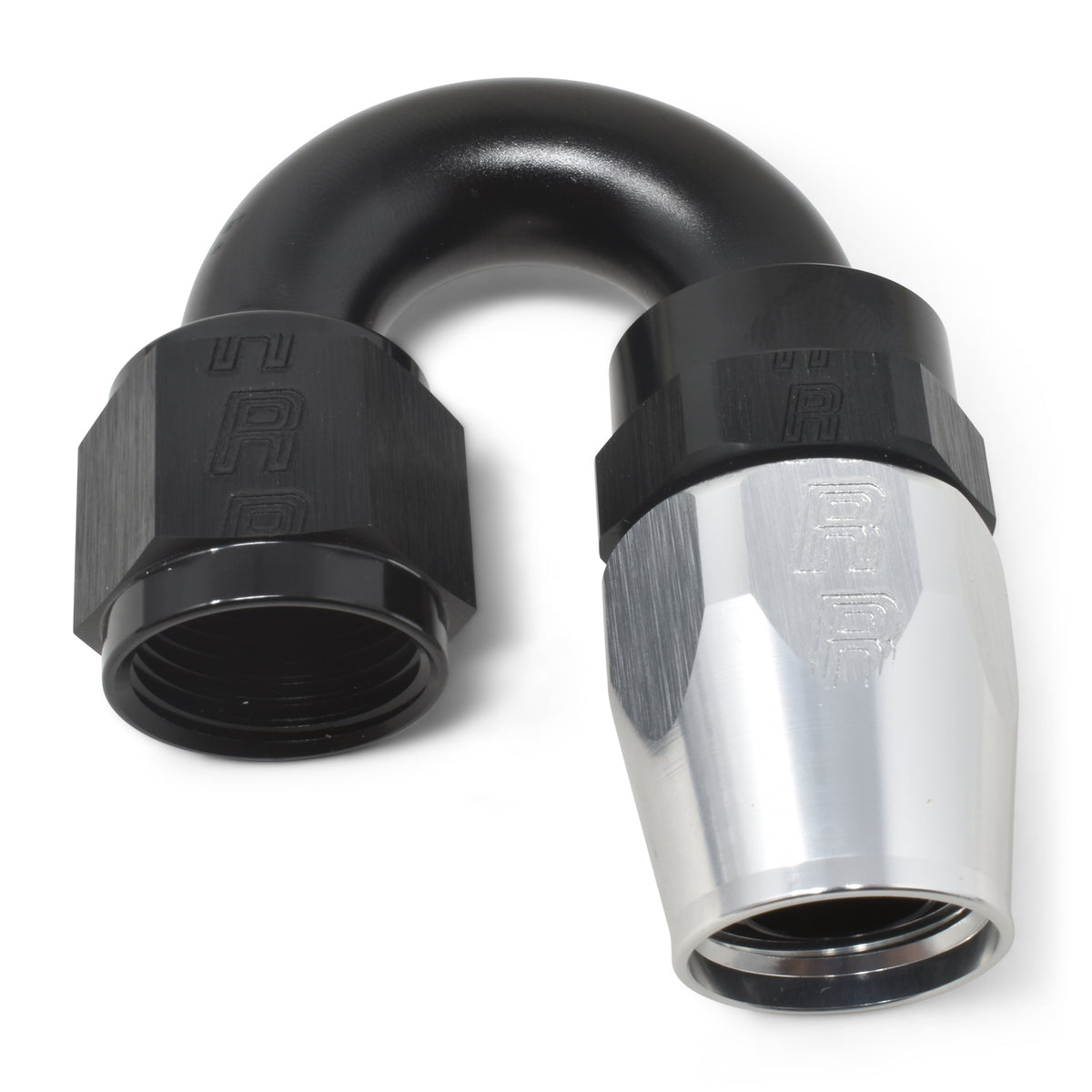 Russell Performance -10 AN Black/Silver 180 Degree Tight Radius Full Flow Swivel Hose End - 613523
