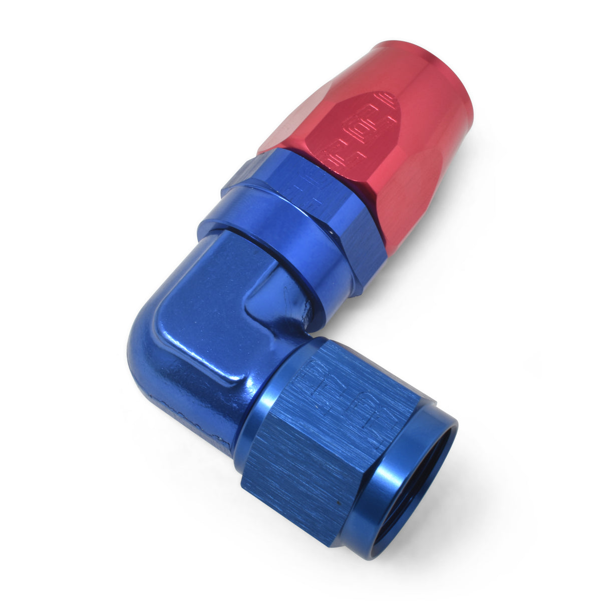 Russell Performance -6 AN Red/Blue 90 Degree Forged Aluminum Swivel Hose End - 613640