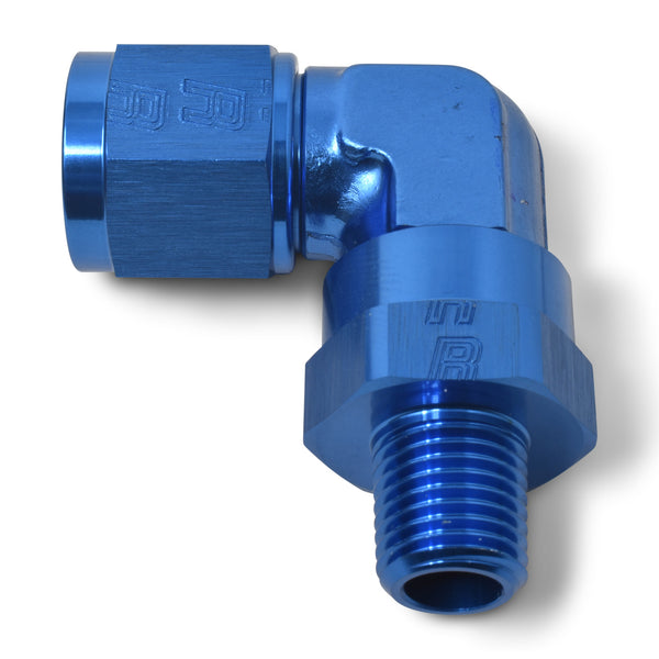 Russell Performance -8 AN 90 Degree Female to Male 3/8in Swivel NPT Fitting - 614018 - front view