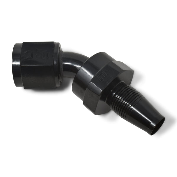 Russell Performance -6 AN 45 Degree Hose End Without Socket - Polished and Black - 615093 - front view