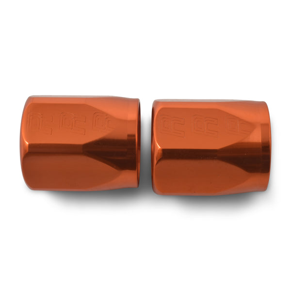 Russell Performance 2-Piece -6 AN Anodized Full Flow Swivel Hose End Sockets (Qty 2) - Orange - 615524 - front view