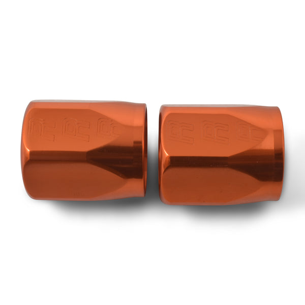 Russell Performance 2-Piece -10 AN Anodized Full Flow Swivel Hose End Sockets (Qty 2) - Orange - 615544 - front view