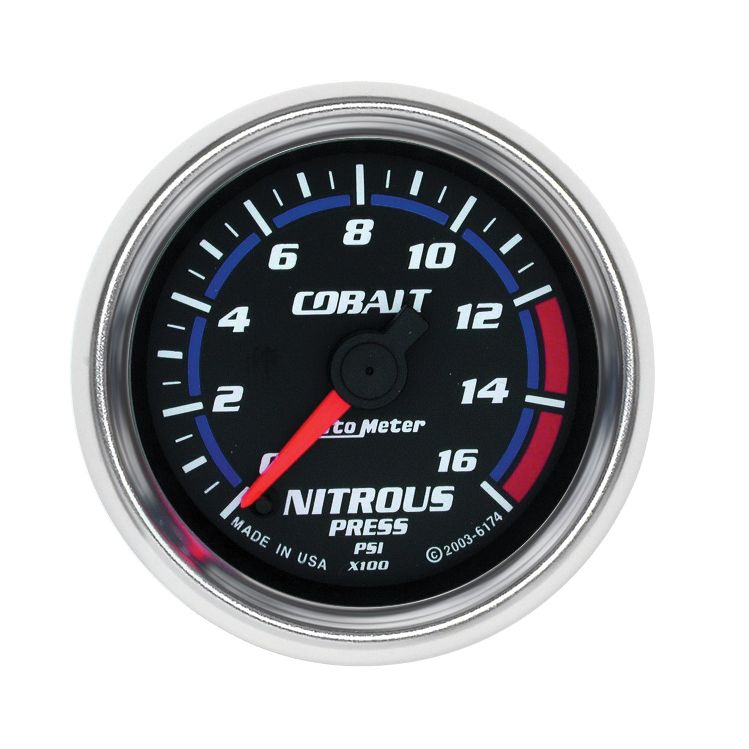 Autometer 2-1/6in Cobalt Nitrous Pressure Gauge 0-1600PSI Digital Steppe Motor - 6174