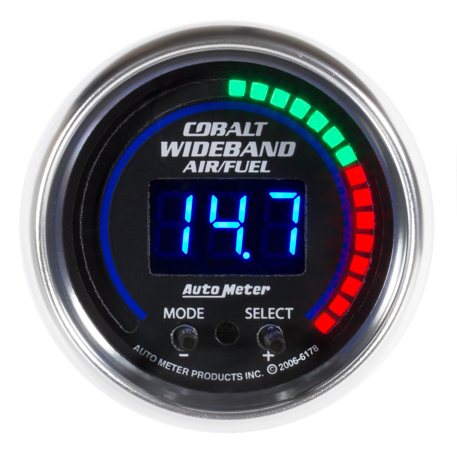 Autometer Cobalt 52mm Air/Fuel Ratio Pro Plus Digital w/ Peak & Warning Gauge - 6197