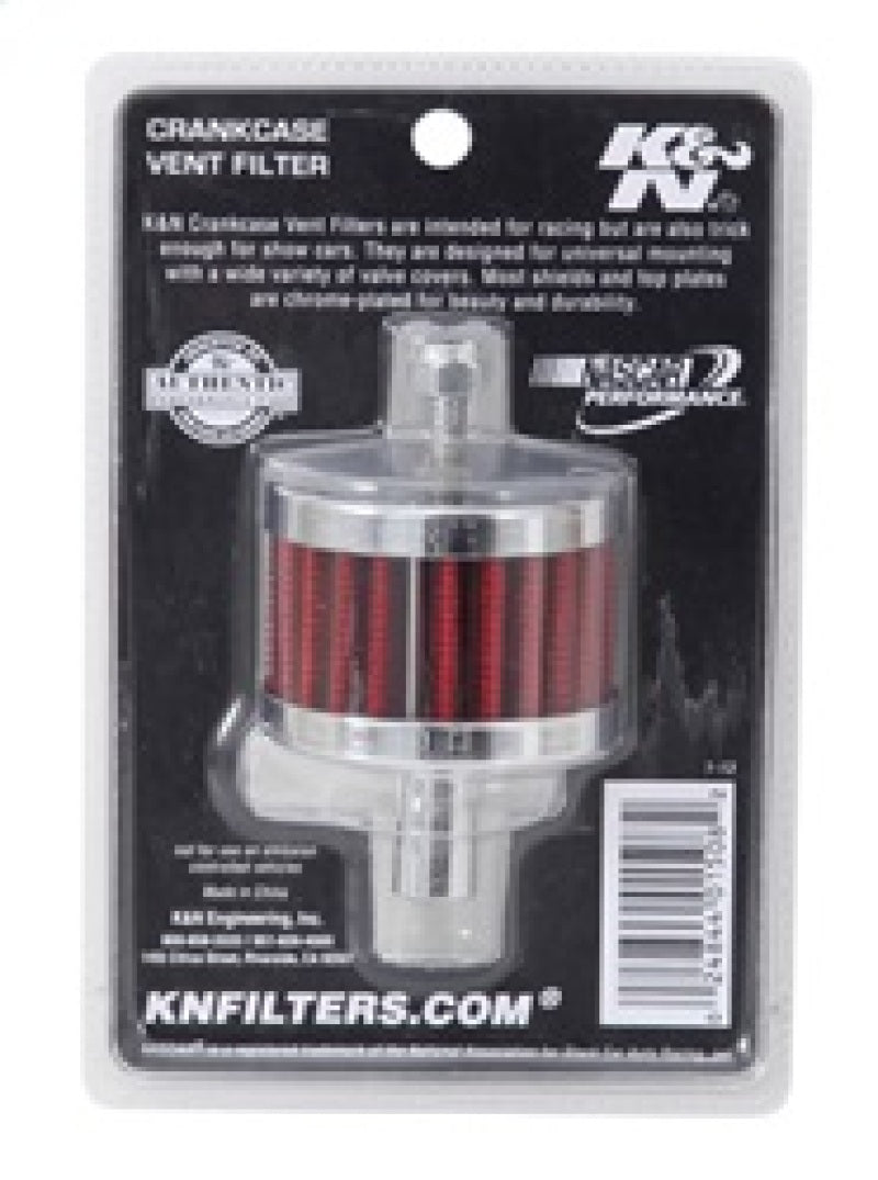 K&amp;N Steel Base Crankcase Vent Filter 0.5in Vent OD x 2in OD x 1.5in Height - 62-1100