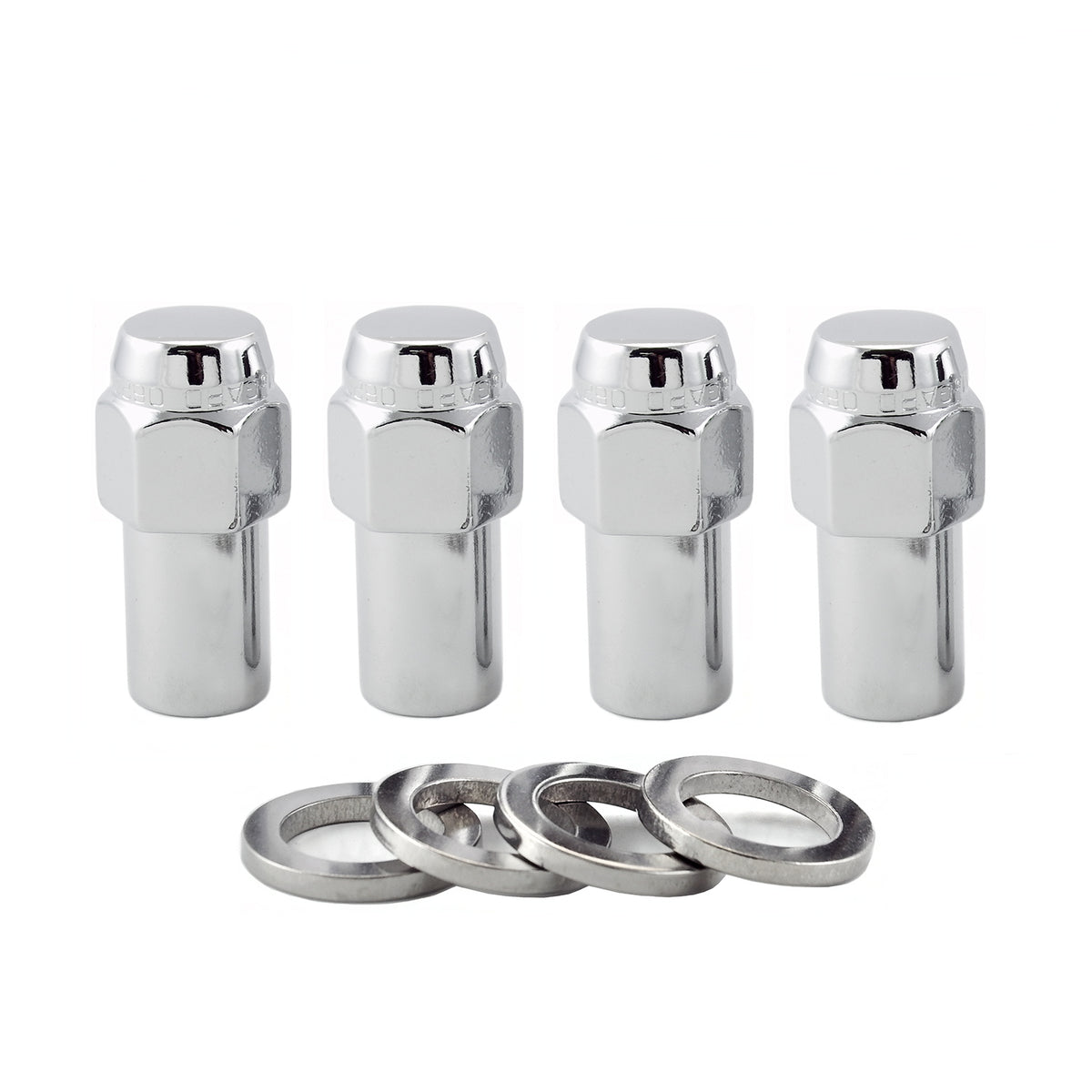 McGard Hex Lug Nut (Long Shank - .946in.) M12X1.5 / 13/16 Hex / 1.85in. Length (4-pack) - Chrome - 62002
