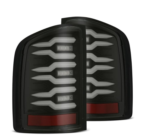 AlphaRex 07-14 Chevrolet Silverado 1500/2500HD/3500HD Luxx-Series LED Tail Lights Blk w/Smoked Lens - 620080