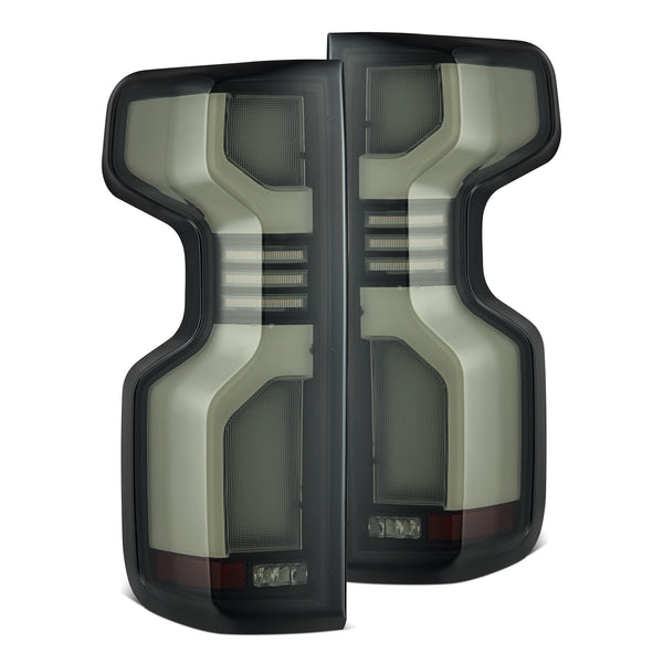 AlphaRex 19-24 Chevy Silverado 1500 / 20-24 2500HD/3500HD LUXX-Series LED Tail Lights Black - 620088