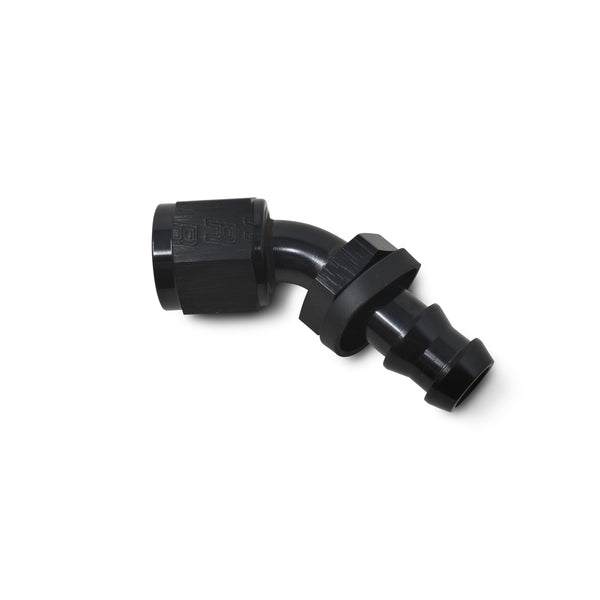Russell Performance -8 AN Twist-Lok 45 Degree Hose End (Black) - 624093 - front view