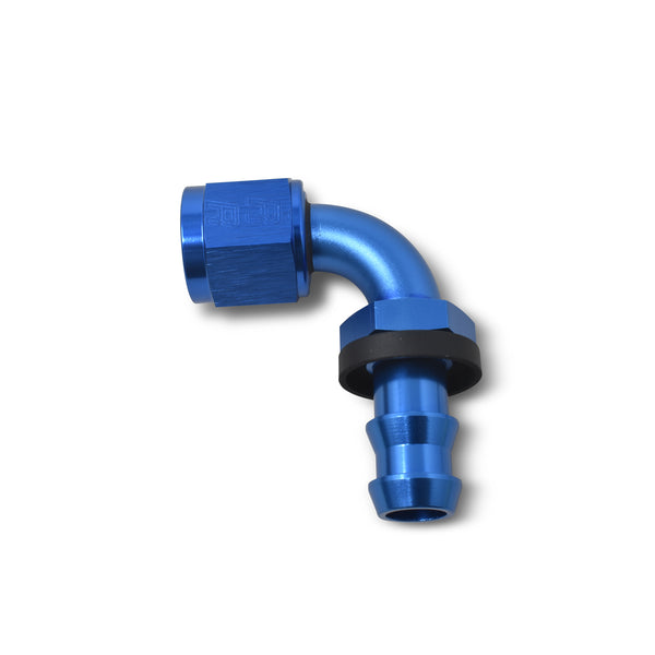 Russell Performance -8 AN Twist-Lok 90 Degree Hose End (Blue) - 624170 - front view