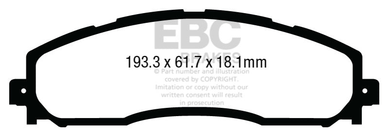 EBC 13+ Ford F250 (inc Super Duty) 6.2 (2WD) Ultimax2 Rear Brake Pads - UD1691