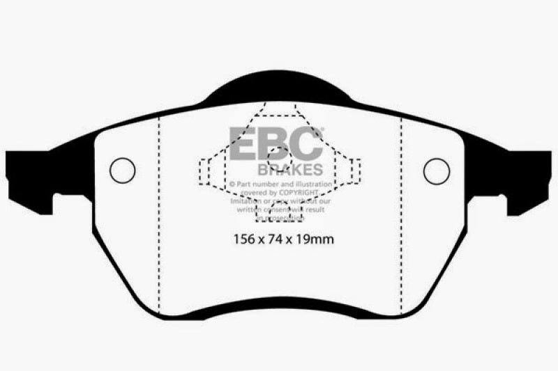 EBC 91-95 Alfa Romeo 164 2.0 Turbo Ultimax2 Rear Brake Pads - UD228 for 1991-1995 Alfa Romeo 164 - front view