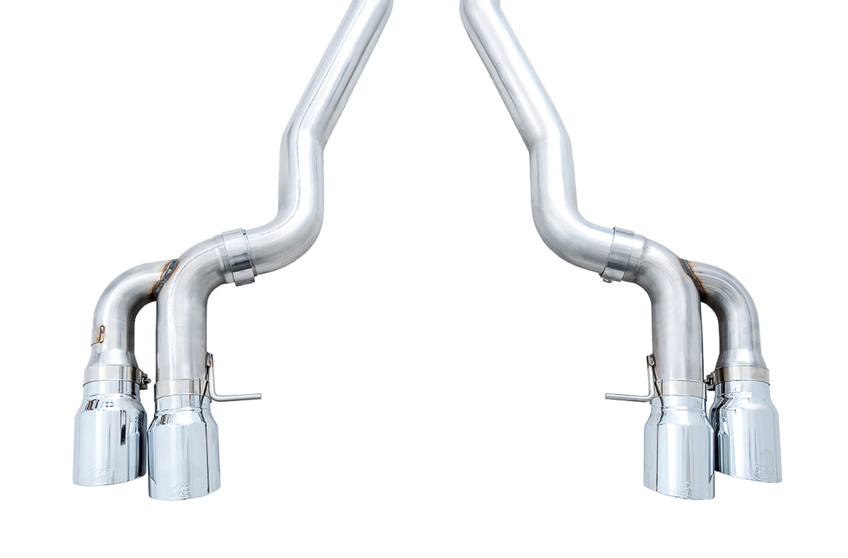 AWE Tuning 18-19 BMW M5 (F90) 4.4T AWD Axle-back Exhaust - Track Edition (Chrome Silver Tips) - 3020-42069