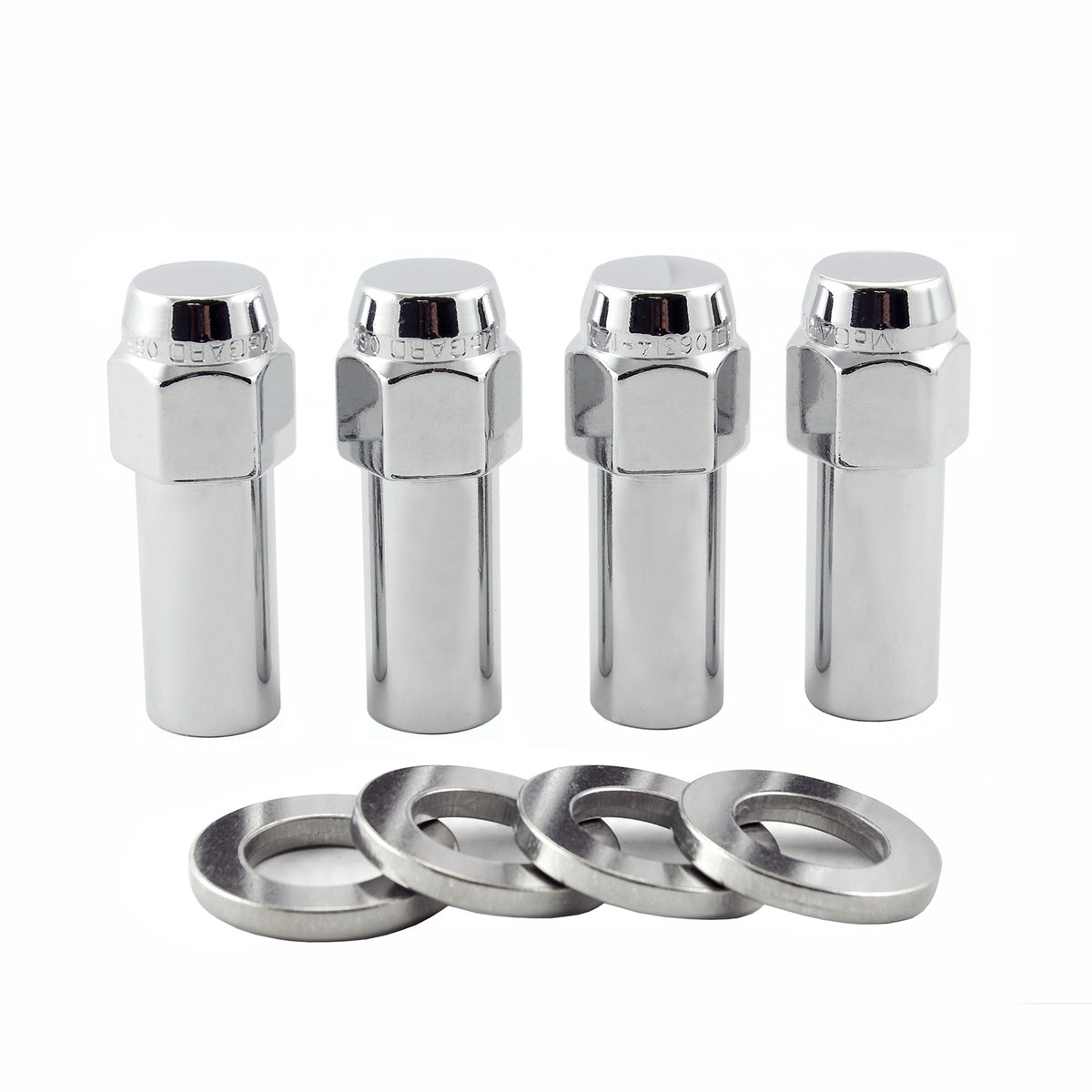 McGard Hex Lug Nut (X-Long Shank) M12X1.5 CTR Washer / 13/16 Hex / 2.27in. Length (4-Pack) - Chrome - 63016