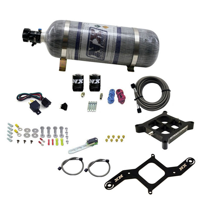Nitrous Express Dry Dual Stage Billet Crossbar Plate System 100-1000hp (4150Flange) w/12lb Bottle - 66242-12
