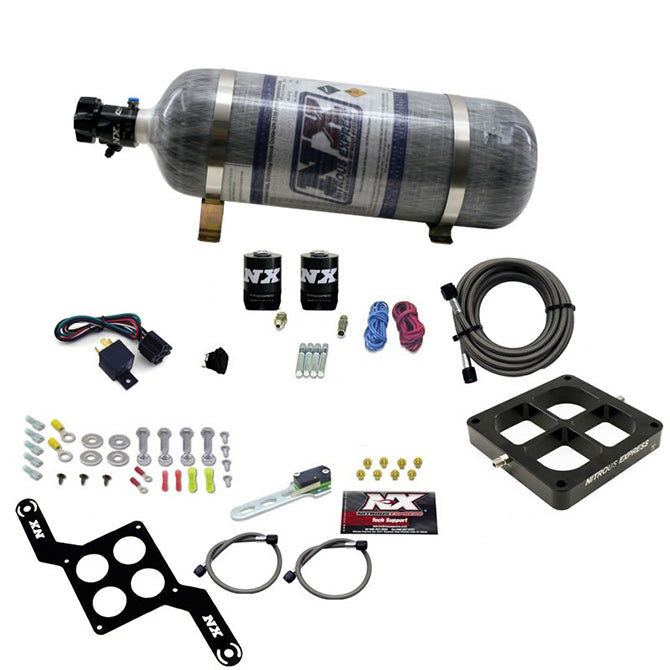 Nitrous Express Dry Dual Stage Billet Crossbar Plate System 100-1000hp (4500Flange) w/12lb Bottle - 66247-12