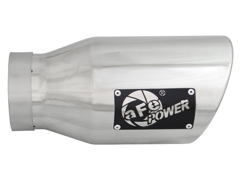 aFe MACH Force-XP 304 SS Right Side Single Wall Polished Exhaust Tip 4in Inlet x 6in Outlet x 12in L - 49T40601-P12