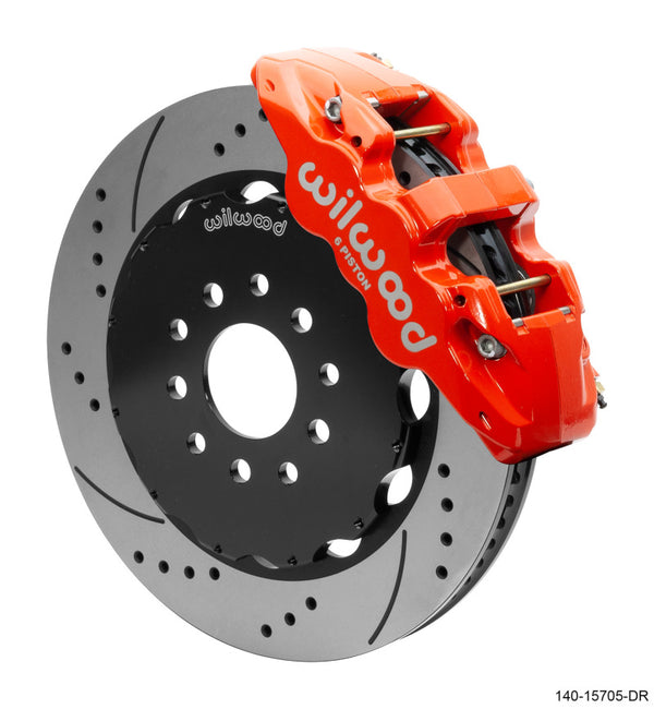 Wilwood AERO6 Front Big Brake Kit 14.00in Drilled Red Rotor - 97-13 Chevrolet Corvette C5/C6/Z06 - 140-15705-DR by Wilwood