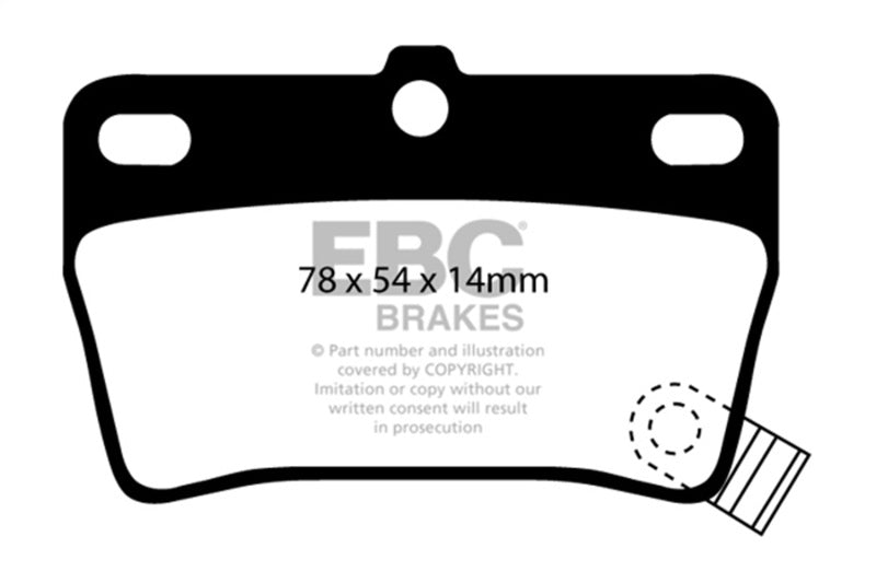 EBC 03-05 Toyota RAV 4 2.4 Ultimax2 Rear Brake Pads - UD1051 for 2003-2005 Toyota RAV4 - front view